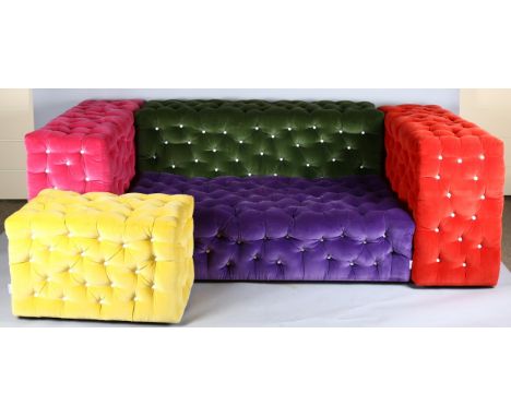 GAETANO PESCE for Meritalia, La Michetta sofa, the 5 blocks allowing different arrangement with steel connectors, 2005, with 
