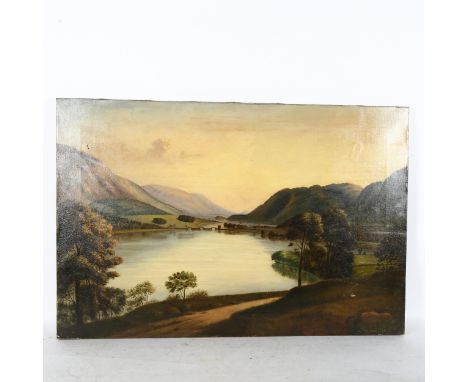 J B Senior, oil on canvas, Highland lake, signed, 20" x 30", unframedOne patch repair with minor overpainting, good condition