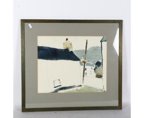 Kenneth Leech, limited edition lithograph, harvest moon, 141/200, 59cm x 65cm overall, framed, and watercolour, abstract, hou