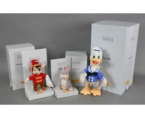 A boxed Steiff Disney Showcase 'Donald' (Duck), limited to 3000 (2001), 34 cm, to/w 'Timothy Mouse' limited to 2000 (2002), 1