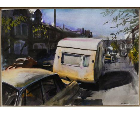 Howard Morgan (1949-2020) - Parked caravan, watercolour, signed and dated 1981, 38 x 53.5 cm
