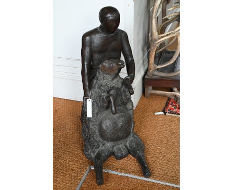 Geraldine Knight (1933-2008) bronze sculpture 'Sheep Shearer' signed and numbered 1/8, 76 cm hARR applicable