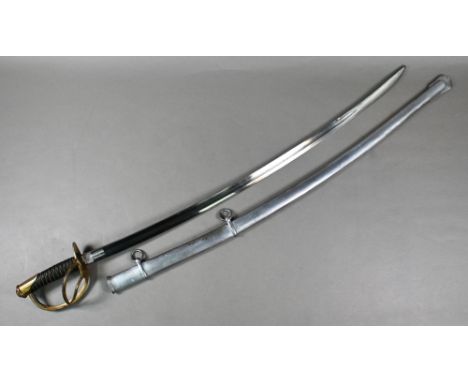 An American Civil War period cavalry trooper's sword, the 88 cm curved and fullered blade stamped 'C. Roby W. Chelmsford Mass