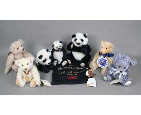 A Steiff 'Foo - The Happy Panda' with bag and certificate, to/w four other bears, a Baby Panda, Coby Friends small pony and a