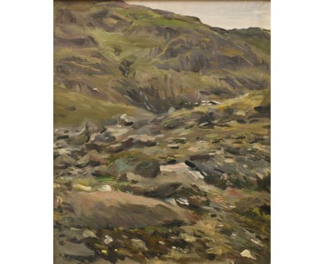 Howard Morgan (1949-2020) - A rugged Welsh landcape, oil on canvas, signed and dated '97 lower right, 38.5 x 31.5 cm