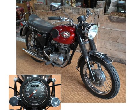 A classic BSA Starfire, 250 cc single cylinder motorcycle, model B25S, Reg. No. EVG 925H, red/black, genuine 18,000 miles fro