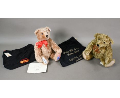 A Steiff 'Baby Hot Water Bottle Bear' 1902, to/w 'Golden Bear' (2 - with original cloth bags and certificates)