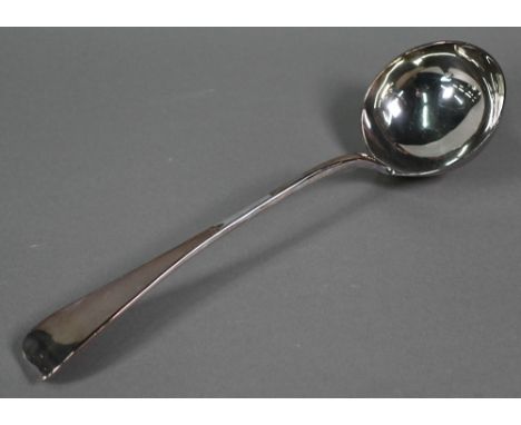 A late Victorian heavy quality Old English pattern silver soup ladle,&nbsp;Charles Boyton (II), London 1895, 8.7oz, 33.5cm lo