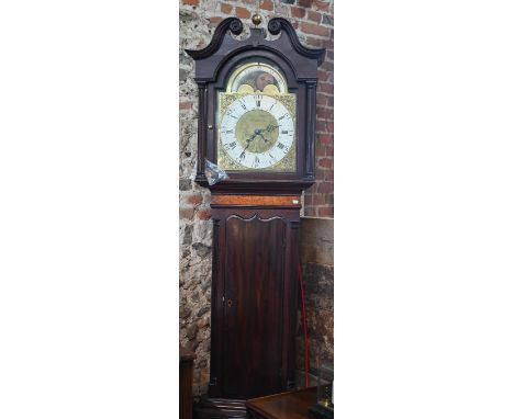 Blacket Wallace, Brampton, an 18th century mahogany longcase clock, the 8-day movement with engraved arched brass dial, with 