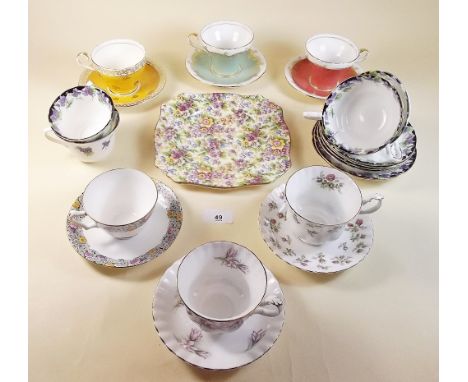 A collection of ten cups and saucers of various makes including Royal Doulton, Royal Albert and Aynesley