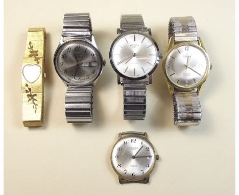 A gentlemans Rotary mechanical wrist watch, a ladies Talis mechanical bracelet watch and three other vintage watches