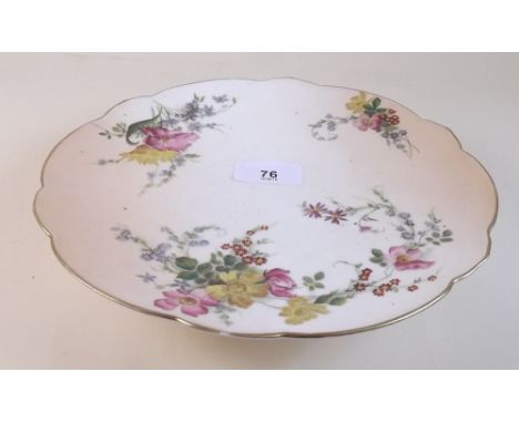 A Royal Worcester ivory blush low comport painted sprays of flowers, circa 1901, 23cm diameter