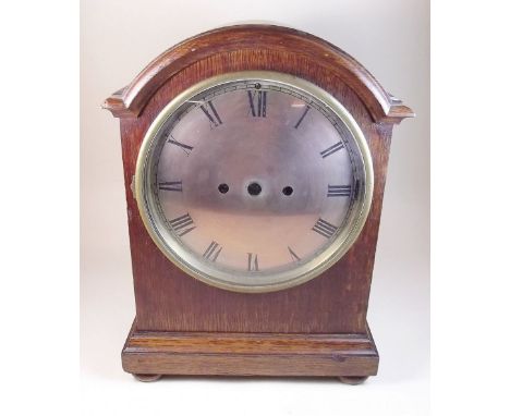 A Victorian oak cased bracket clock with twin fusee movement in state of partial renovation but complete with movement and ha