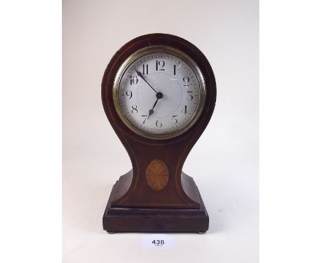 An Edwardian mahogany and satinwood inlaid mantel clock
