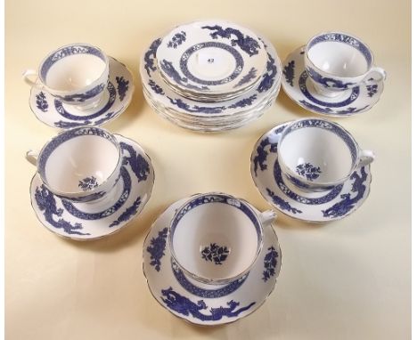 A Royal Cauldon 'Dragon' tea set including eight cups and saucers and six side plates