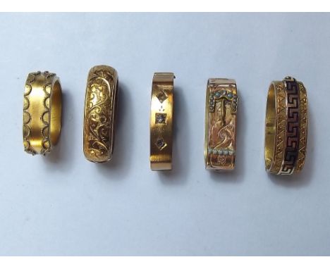 Five assorted Victorian scarf clips