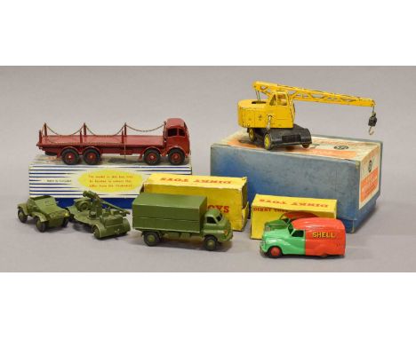 maroon (G-E, chain broken, box G) 470 Austin van Shell (G box F, lacks one end flap), 3-ton Army lorry (G-E box P) 571 Coles 