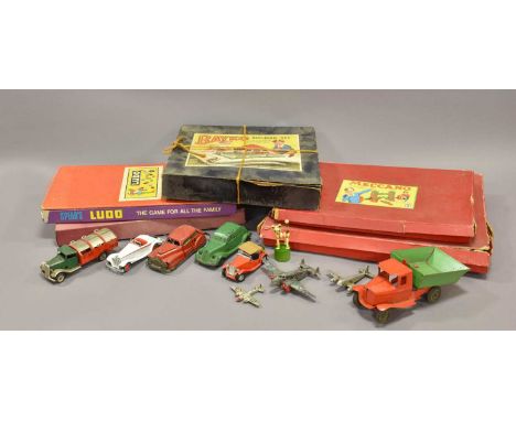 including 0717 Toys India rubber Saloon, Minic refuse wagon, Lumar articulated lorry, Joustra 2002 Car, various small plastic