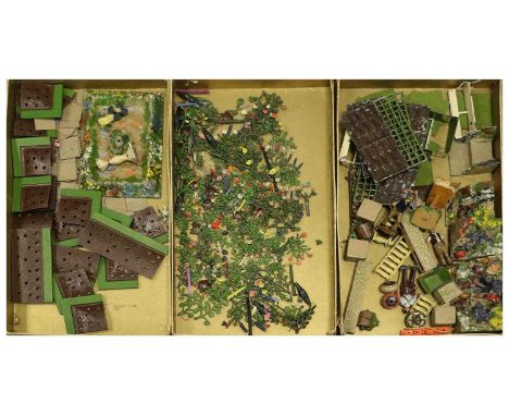 various items including flowers, flower beds, lawn, fence panels, rockery, sundial, pond and others (generally G)