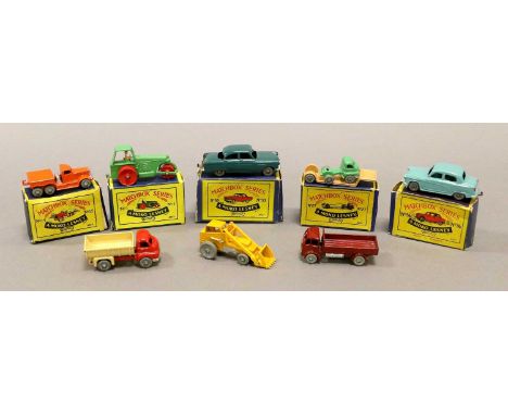 1 Road roller, 15 Prime mover, 20 Stake truck, 24 Excavator, 27 Bedford low loader, 33 Ford Zodiac, 36 Austin A50, 40 Bedford