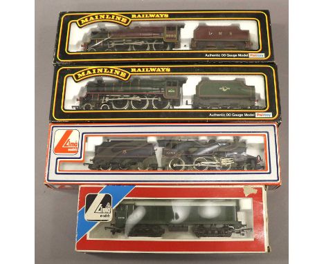 Mainline 37061 Leander and Orion; Lima BR Mogul 42700 and BO-BO BR D8138 diesel; Hornby Railways 2-10-0 BR 92166; Bachmann 31