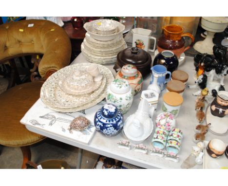 A collection of various porcelain to include Oriental ginger jars, Royal Worcester, Wedgwood, dinnerware etc.