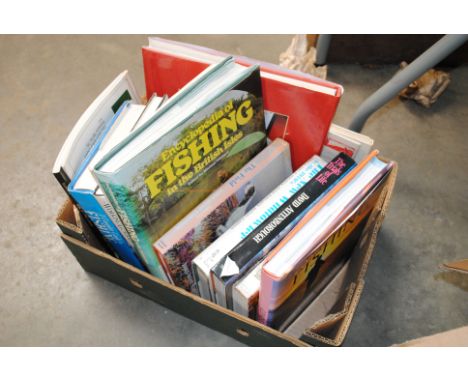 A box of various hunting, shooting and fishing related books