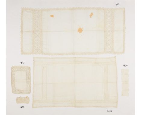 Leinen. Reticella-Technik. Ca. 10 cm x 21,5 cm.Italien, Ende 16. / frühes 17. Jh.ProvenienzEhemals Sammlung Margarethe Oppenh