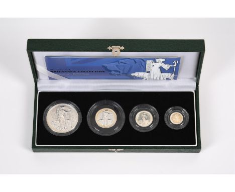 
	
		ELIZABETH, SILVER PROOF BRITANNIA SET 2001
		TWO-POUNDS TO TWENTY-PENCE
		In Royal Mint case of issue with certificate. 