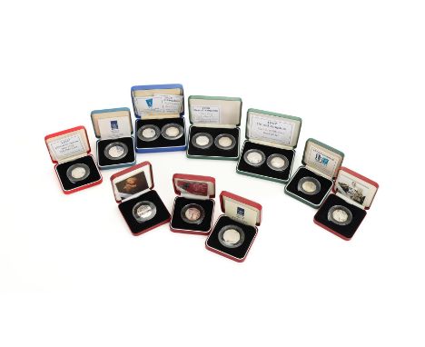 
	
		ELIZABETH II, SILVER PROOF FIFTY-PENCE (7)
		1993, 1994, 1997, 2000, 2003, 2004, 2005, Double Sets (3) 1997, 1998 (2), i