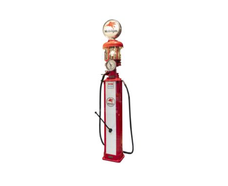 1930s Mobil Gas fuel pumpThemis brand metered fuel pump for Mobil Gas.Restored, in red and white. Complete with its Mobil Gas