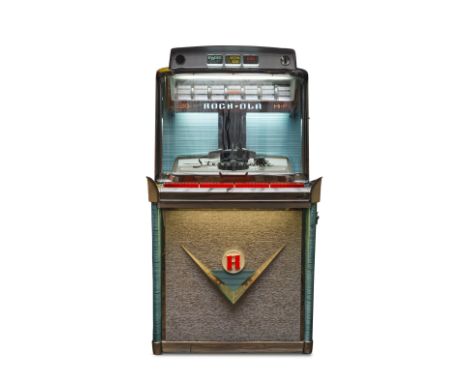 1960s Rock Ola Jukebox - USAAmerican jukebox made by Rock Ola, Tempo 2 model, wood and metal cabinet, chromes and glass front