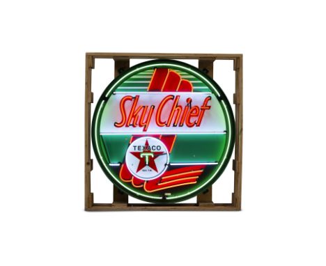Sky Chief Texaco - Light-up SignPromotional light-up sign from the Texaco oil company for its Sky Chief fuel. Contempory repr