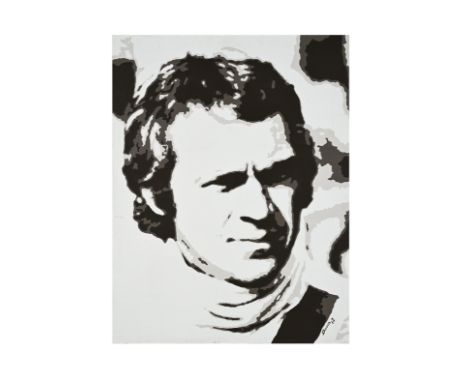 Steve McQueen PortraitOil paint on canvas on a wood chassis, signed Philippe Davin and dated 2012 on the lower right. Black a