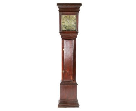 A George III oak cased longcase clock,&nbsp;Smorthwait Colchester, the hood with a concave cornice and glazed door above the 