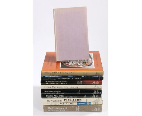 A collection of pottery and porcelain related reference books, Robin Reilly and George Savage, The Dictionary of Wedgwood, Ro