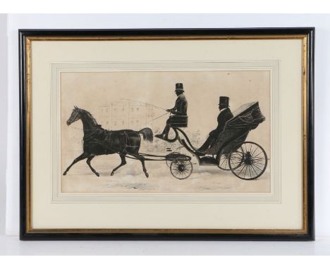 English School (19th Century) Horse and Carriage before a Country House coloured lithograph 28 x 48cm (11" x 19")