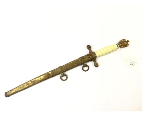 WW2 Third Reich Kriegsmarine Officers dagger. 25cm long plain double fullered blade by "Carl Eickhorn, Solingen". White grip 