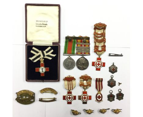 WW2 British Red Cross/VAD Group to  comprising of: a cased Order of the League of Mercy 1889 in Silver gilt with ribbon in bo