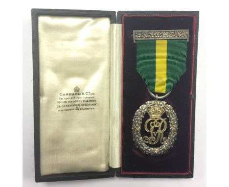 GR V Territorial Decoration. Hallmarked Silver and in original Garrard &amp; Co marked makers case of issue.