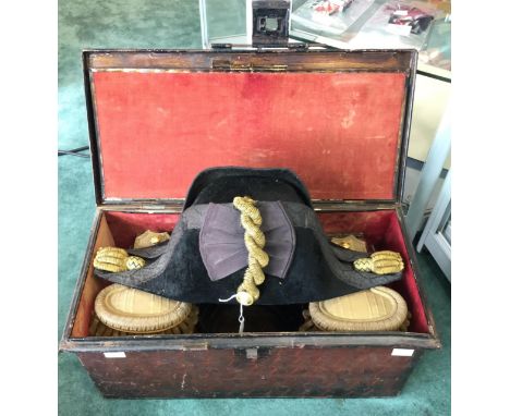 WW1 Royal Navy Officers Bicorn hat, no date, size or makers marks, size approx 58 meteric, Kings Crown button. Complete in ve