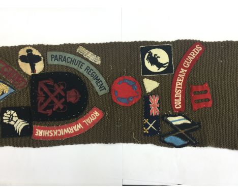 WW2 British ATS Scarf made by the Christian Science War Relief Committee, Boston, USA. Covered in formation signs, US ranks s