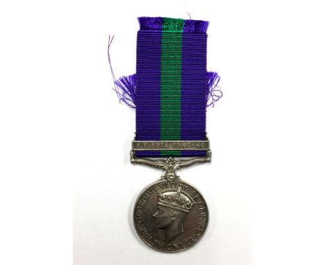 GRVI General Service Medal with SE Asia 1946-46 Clasp to 18464 Sep. Chander, 3Bn Jat R. Complete with ribbon.