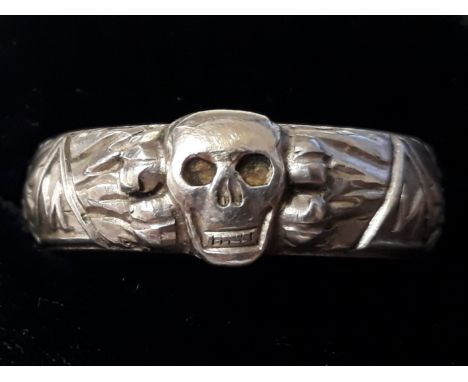 WW2 Third Reich SS-Ehrenring SS Honour Ring. Inscribed "Slb Feinauer 21. 6. 44 H Himmler". Shows light wear to interior and l