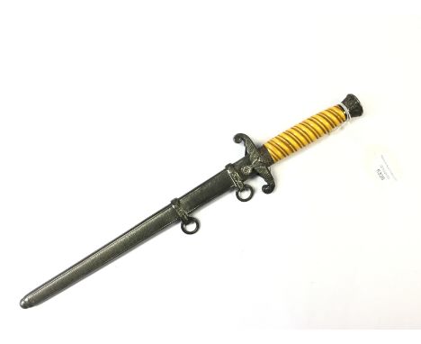 WW2 Third Reich Heer Officers Dagger. Plain double edged non maker marked blade 255mm in length. Orange grip. Complete with s