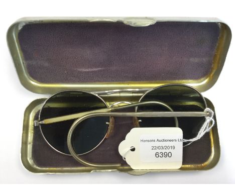 RAF Type G Flying Sun Glasses. Complete in case of issue marked with Broad Arrow and "22G/1398 Type G Medium". Also marked th