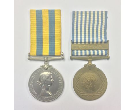 ER II Korea Medal and United Nations Korea Medal to 5109983 Sigmn. M Howe, R Signals. Both complete with ribbons.