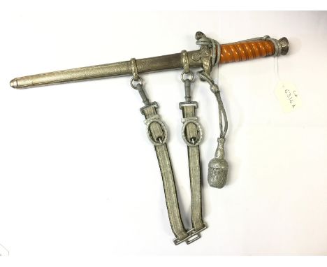 WW2 Third Reich Heer Offizier Dolch. Army Officers Dagger. 25cm long double edged blade by "EuF Horster, Solingen". Orange gr