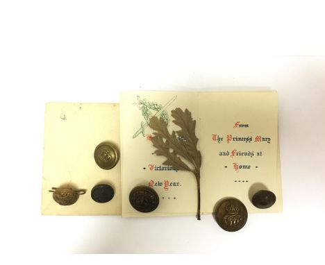 WW1 British Card from the Princess Mary's Gift Tin 1915 in original envelope containing a pressed leaf along with a WW1 Imper
