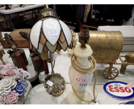 Two lamps, including one marble example. All electrical items in this lot have been PAT tested for safety and have passed. Th